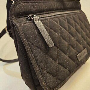 Vera Bradley women's black cotton wallet/crossbody purse 8 X 6.5"